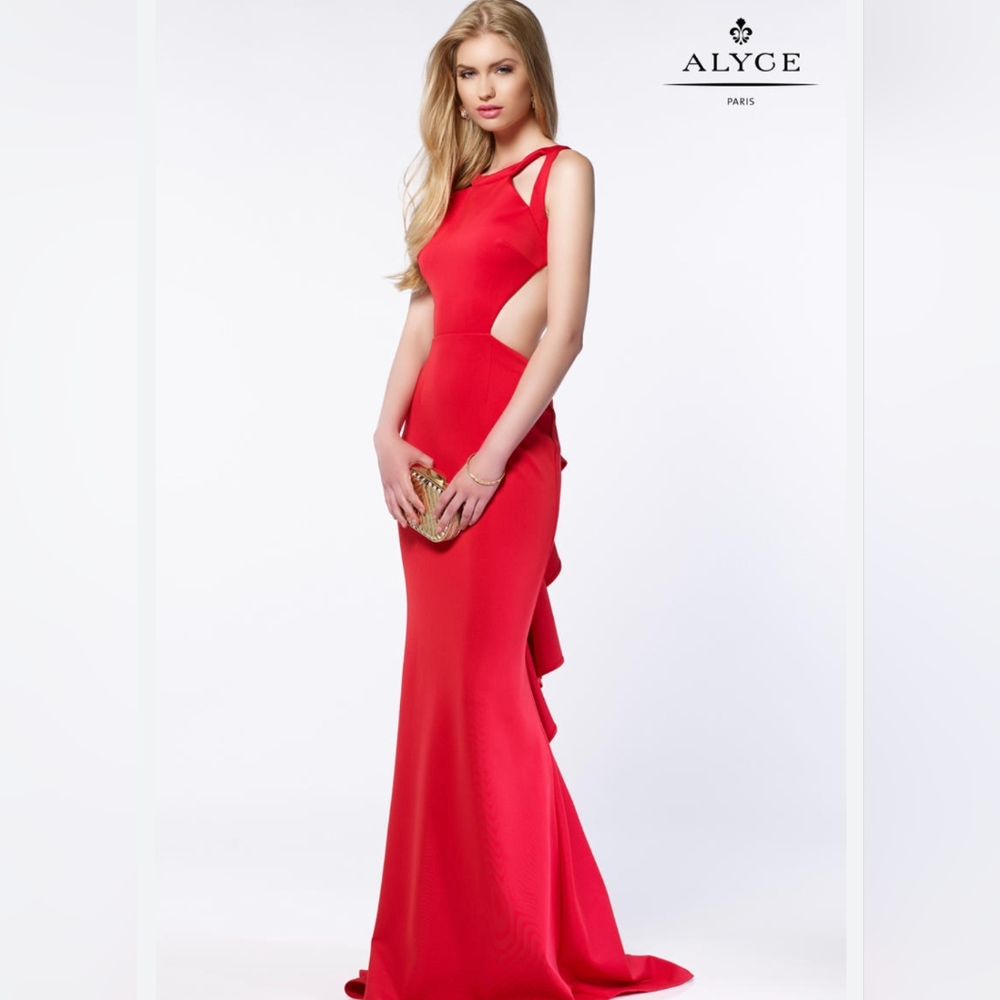 Alyce Paris Red Cutout Mermaid Prom Dress